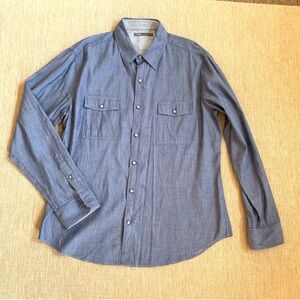 Vince Double Face Blue Casual Button-Down Shirt